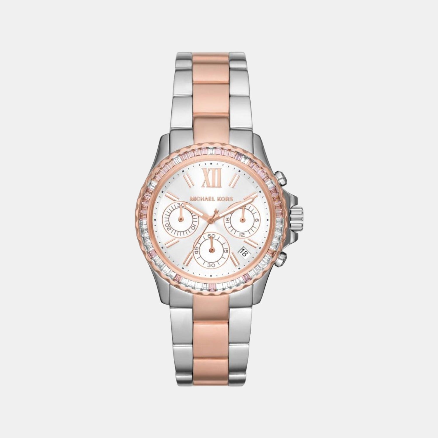 Everest Women Quartz White Dial Chronograph Stainless Steel Watch MK7214