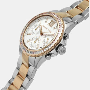Everest Women Quartz White Dial Chronograph Stainless Steel Watch MK7214