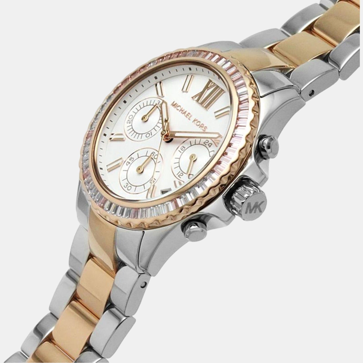 Everest Women Quartz White Dial Chronograph Stainless Steel Watch MK7214