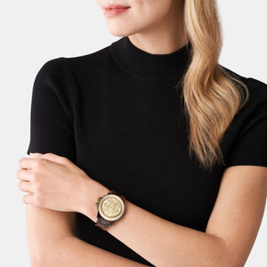 Everest Women Quartz Gold Dial Chronograph Stainless Steel Watch MK7239