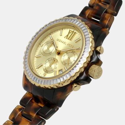 Everest Women Quartz Gold Dial Chronograph Stainless Steel Watch MK7239
