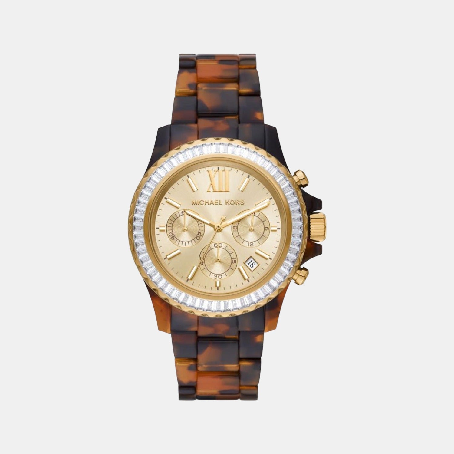 Everest Women Quartz Gold Dial Chronograph Stainless Steel Watch MK7239
