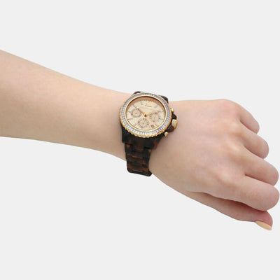Everest Women Quartz Gold Dial Chronograph Stainless Steel Watch MK7239