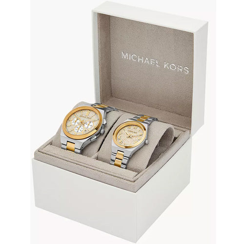 Michael Kors Lennox Gold Pave Dial Dial Pair 33mm & 41mm MK7503SET