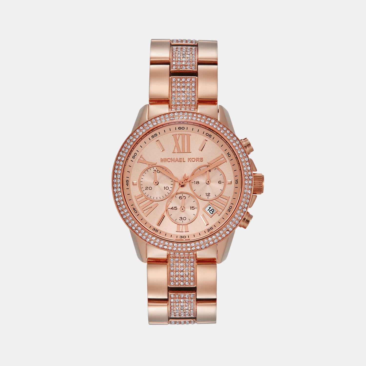 Brynn Women Quartz Rose Gold Dial Chronograph Stainless Steel Watch MK7505