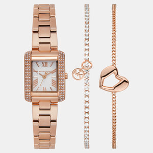 Emery Women Quartz White Dial Analog Stainless Steel Watch MK7512SET