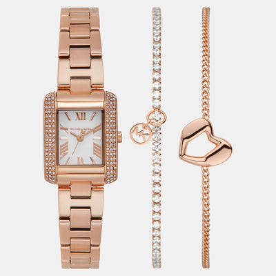 Emery Women Quartz White Dial Analog Stainless Steel Watch MK7512SET