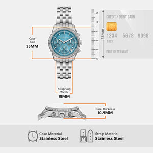 Bryant Women Quartz Blue Dial Analog Stainless Steel Watch MK7539