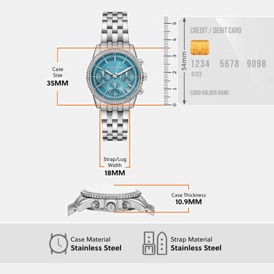 Bryant Women Quartz Blue Dial Analog Stainless Steel Watch MK7539