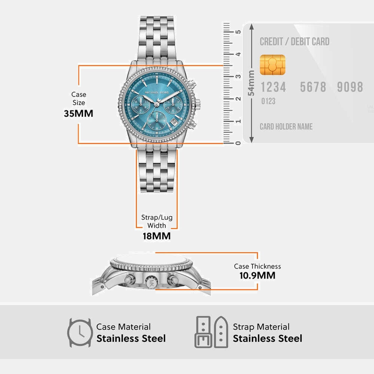 Bryant Women Quartz Blue Dial Analog Stainless Steel Watch MK7539