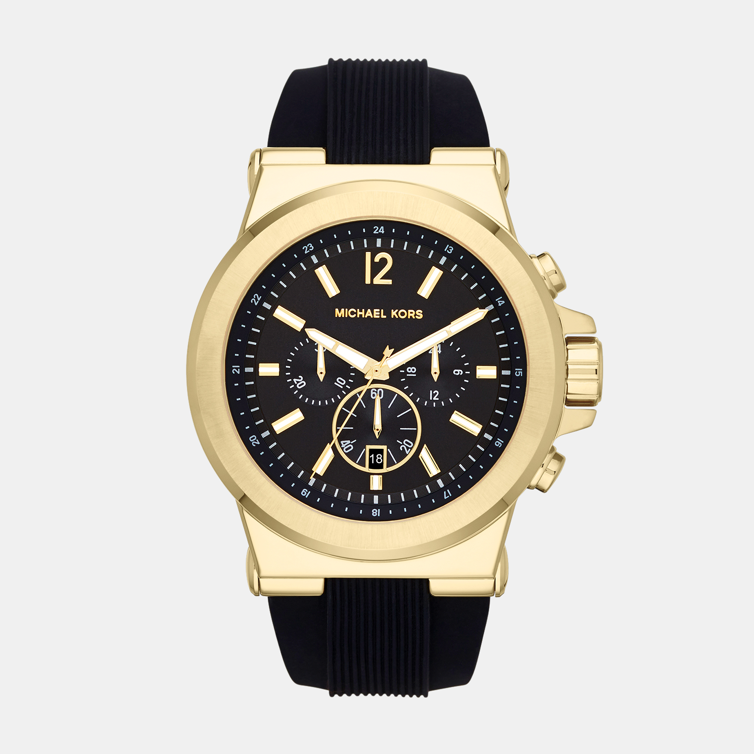 Dylan Men Quartz Black Dial Chronograph Silicone Watch MK8325