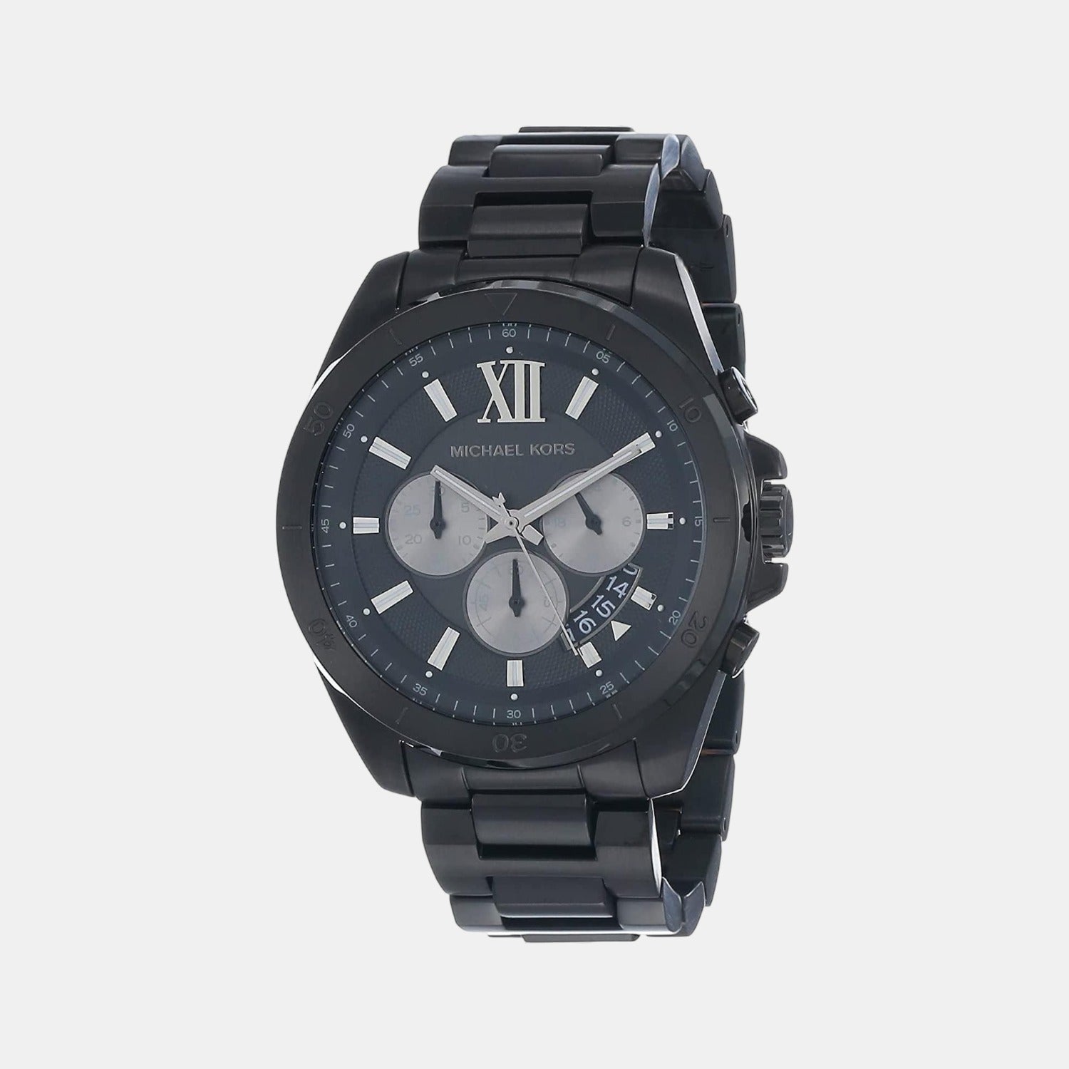 Brecken Men Quartz Black Dial Chronograph Stainless Steel Watch MK8858