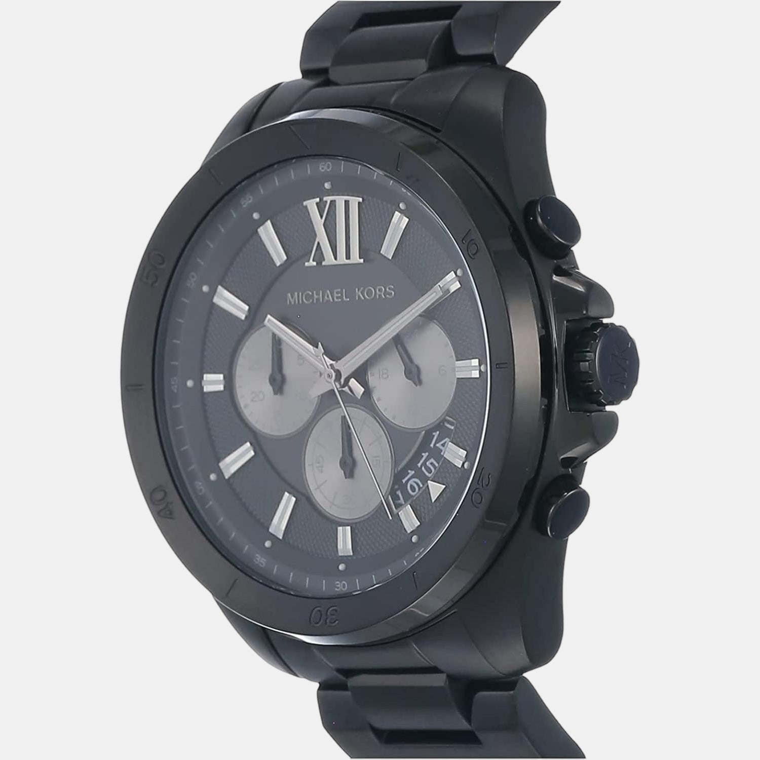 Brecken Men Quartz Black Dial Chronograph Stainless Steel Watch MK8858