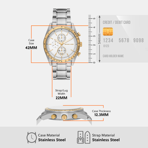 Accelerator Men Quartz White Dial Chronograph Stainless Steel Watch MK9112