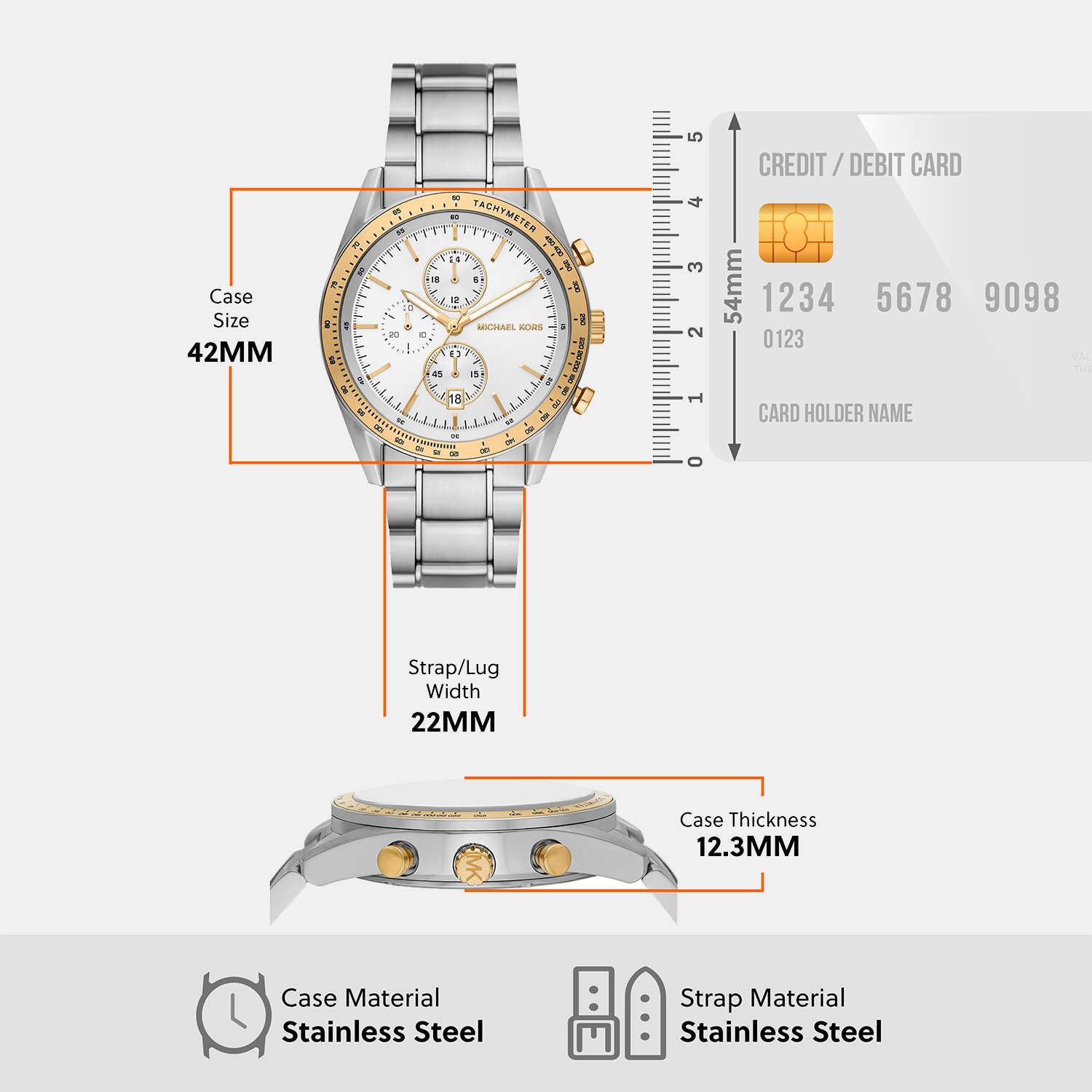 Accelerator Men Quartz White Dial Chronograph Stainless Steel Watch MK9112