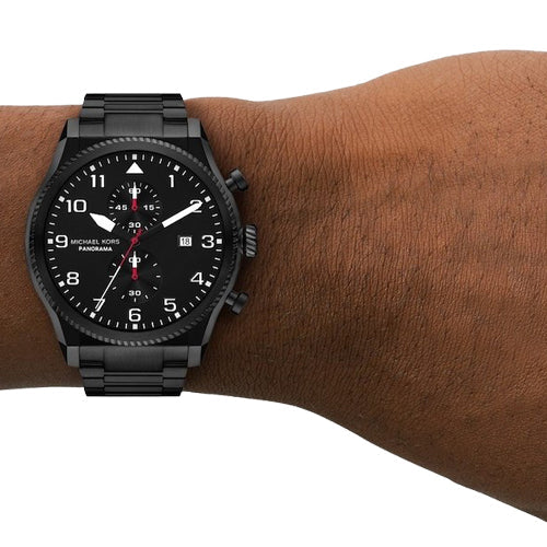 Michael Kors Oversized Panorama Black Dial Men 44mm MK9198