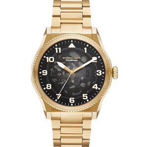 Michael Kors Oversized Panorama Black Skeleton Dial Men 44mm MK9218