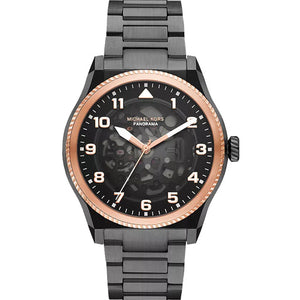 Michael Kors Oversized Panorama Black Skeleton Dial Men 44mm MK9219