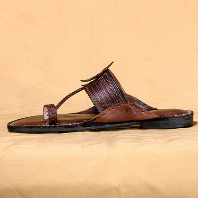 Brown - Men Step Into Elegance: Classic Kolhapuri Leather Slippers