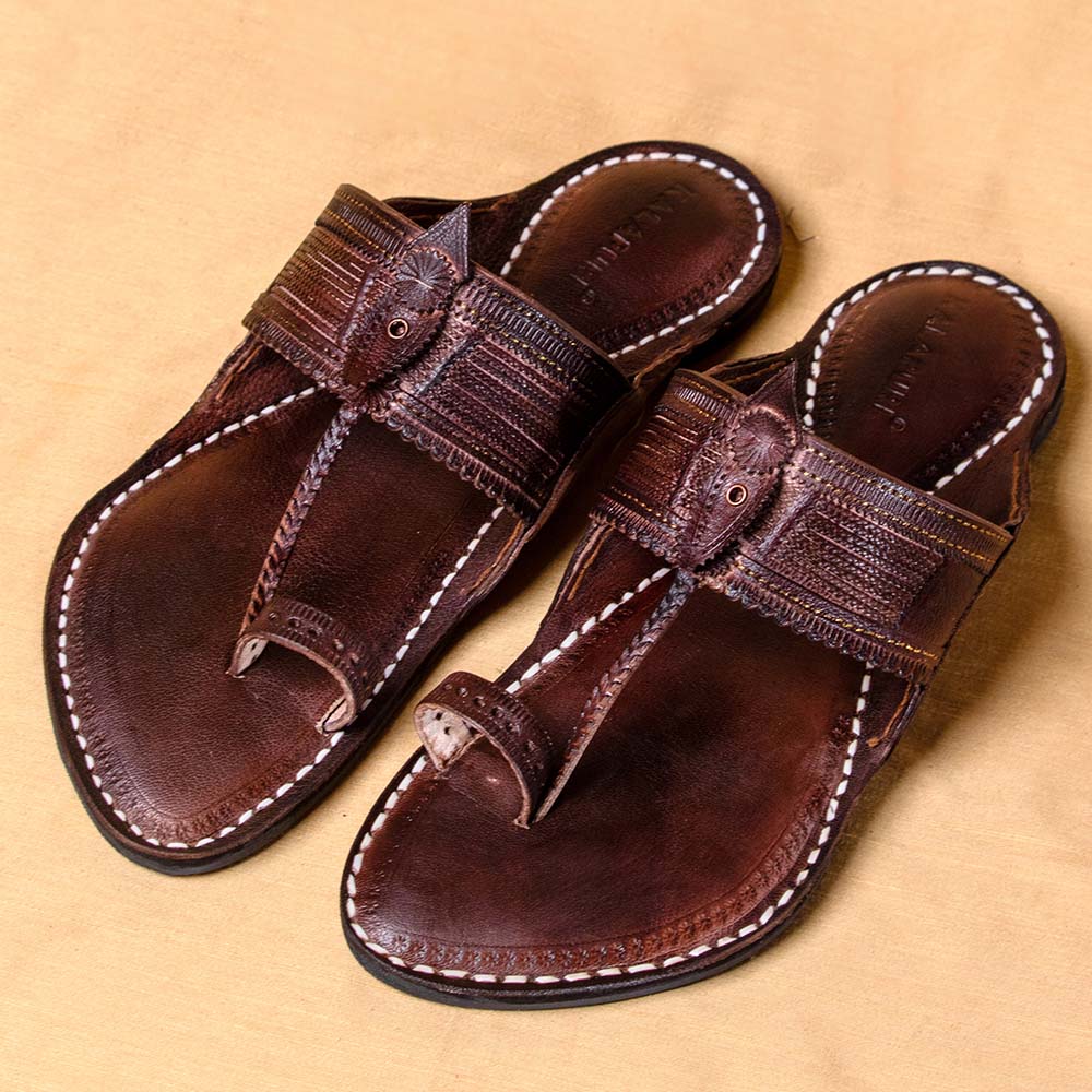 Brown - Men Step Into Elegance: Classic Kolhapuri Leather Slippers