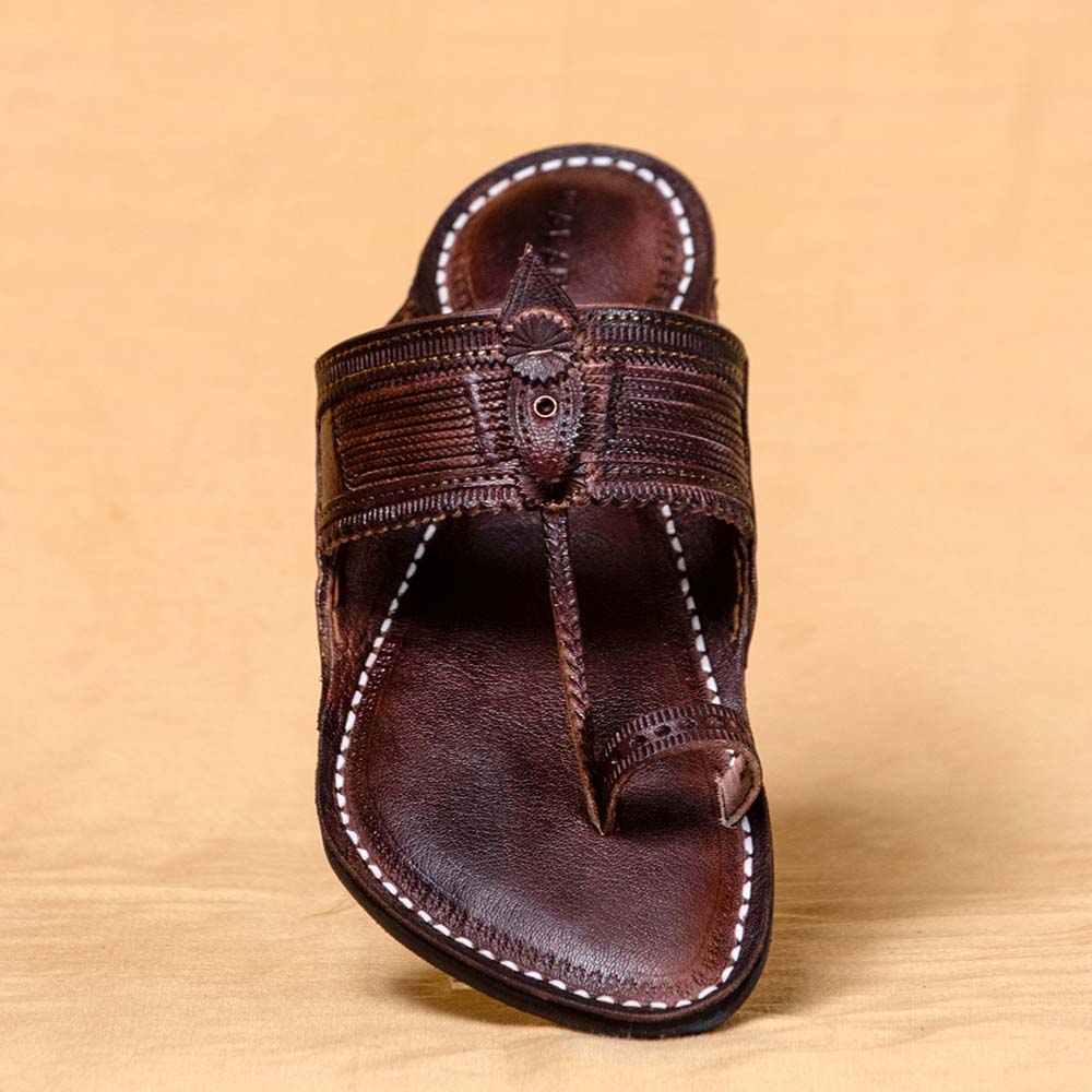 Brown - Men Step Into Elegance: Classic Kolhapuri Leather Slippers