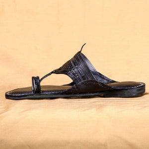 Black - Men Dress Your Feet in Colors: Classic Kolhapuri Leather Slippers
