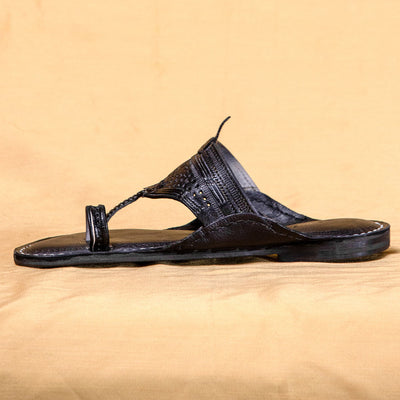 Black - Men Dress Your Feet in Colors: Classic Kolhapuri Leather Slippers