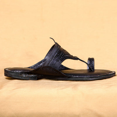 Black - Men Dress Your Feet in Colors: Classic Kolhapuri Leather Slippers