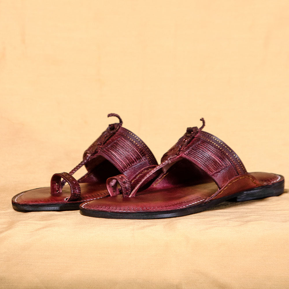 Brown - Men Footwear Fusion: Classic Kolhapuri Leather Slippers