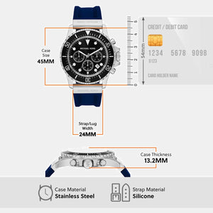 Everest Men Quartz Black Dial Chronograph Silicone Watch MKO1160