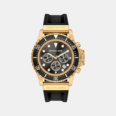 Everest Men Quartz Black Dial Chronograph Silicone Watch MKO1162