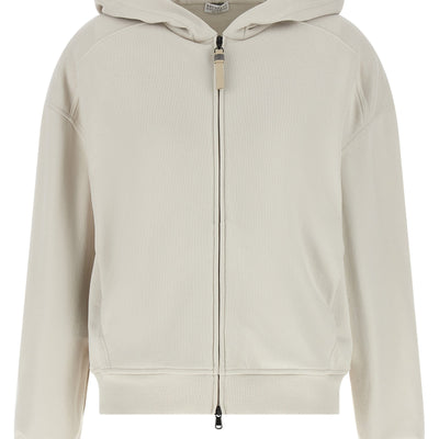 Brunello Cucinelli Shiny Zipper Pull Hoodie