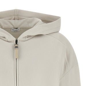 Brunello Cucinelli Shiny Zipper Pull Hoodie