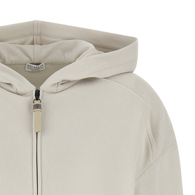 Brunello Cucinelli Shiny Zipper Pull Hoodie