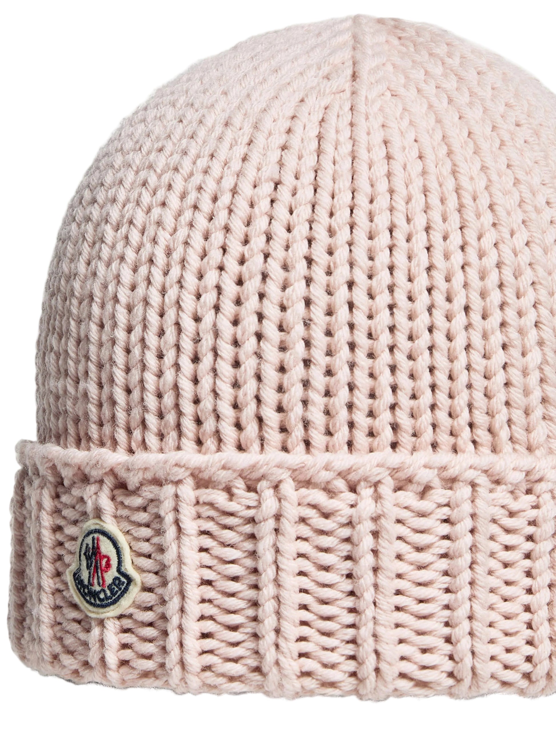 Moncler Enfant Girls Wool Knit Pink Beanie