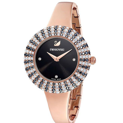 Swarovski Crystal Rose Black Dial with Rose Gold Watch for Women