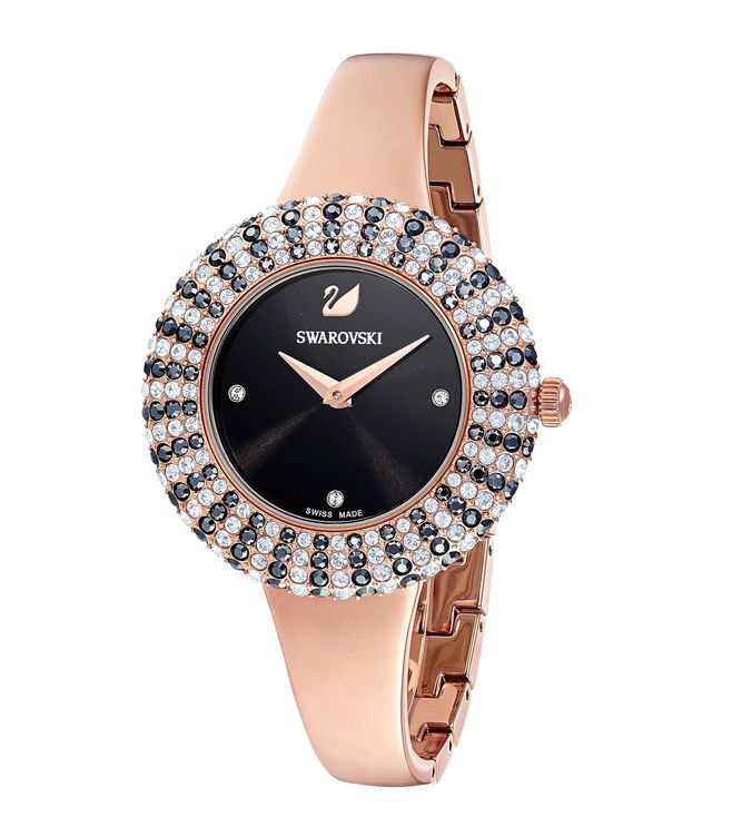 Swarovski Crystal Rose Black Dial with Rose Gold Watch for Women