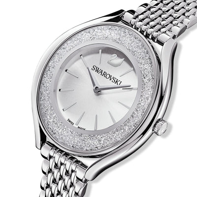Swarovski Crystalline Aura Silver Dial & Silver Chain Watch for Women