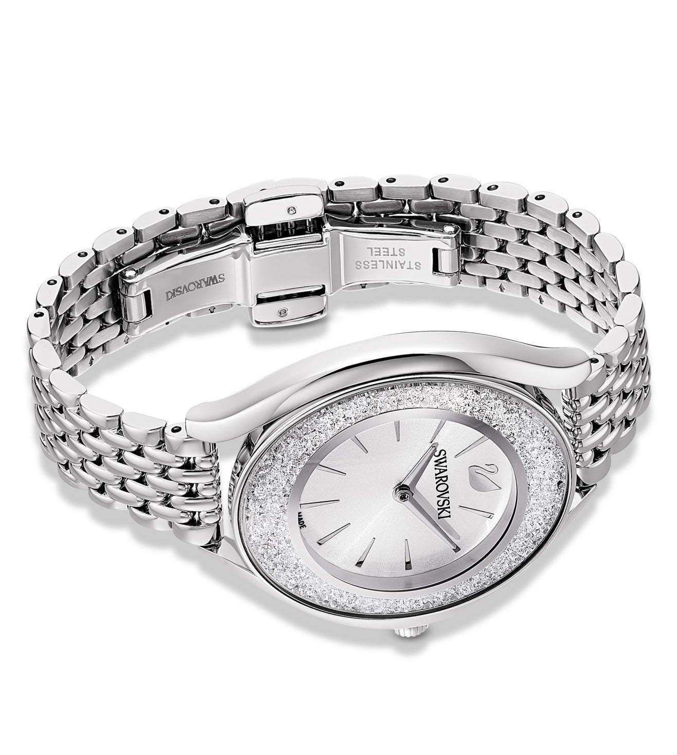Swarovski Crystalline Aura Silver Dial & Silver Chain Watch for Women