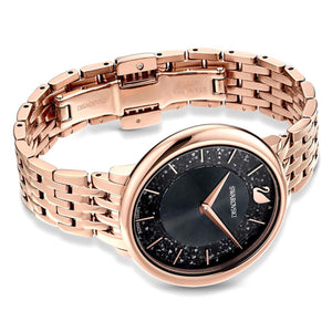 Swarovski Crystalline Chic Black Dial 35 MM with Rose Gold Chain Watch for Women