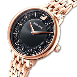 Swarovski Crystalline Chic Black Dial 35 MM with Rose Gold Chain Watch for Women