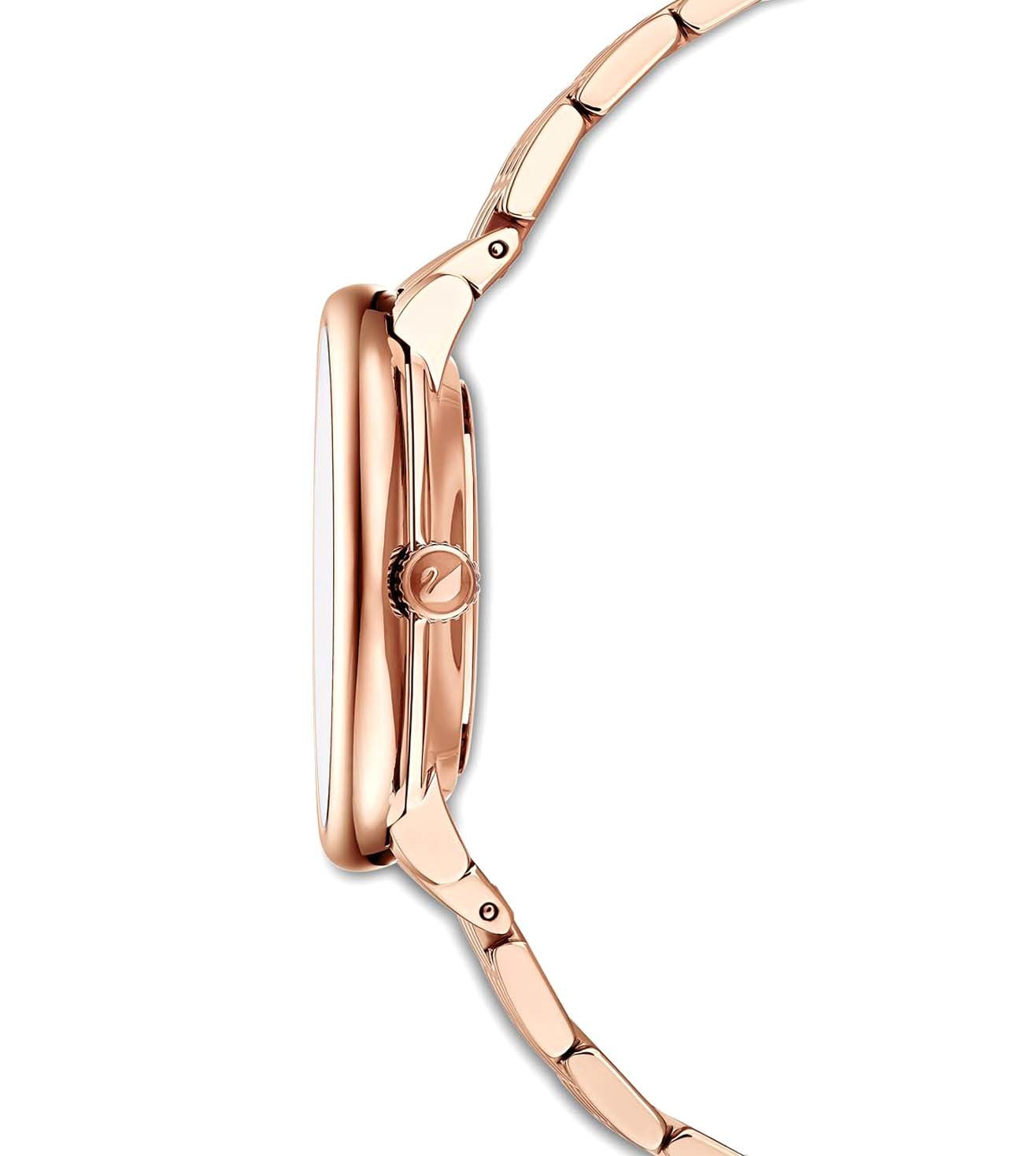 Swarovski Crystalline Chic Black Dial 35 MM with Rose Gold Chain Watch for Women