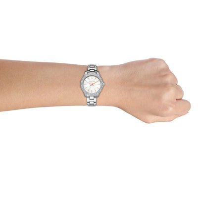 Michael Kors Liliane Women's White Mother of Pearl Dial & Silver Watch