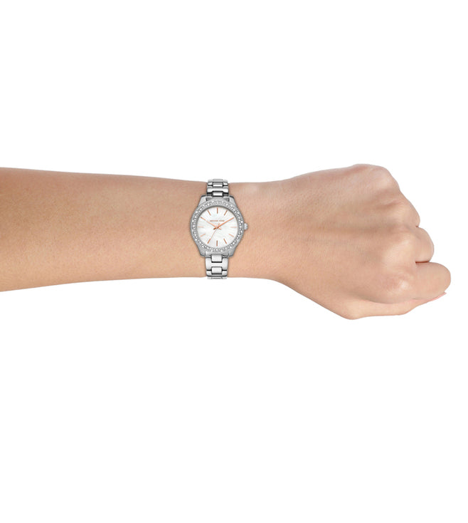 Michael Kors Liliane Women's White Mother of Pearl Dial & Silver Watch