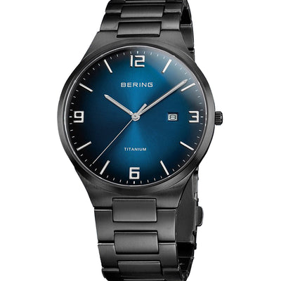 Bering Titanium Blue Dial Men 40mm