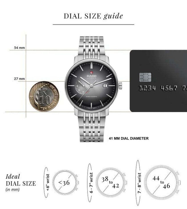 Rado Coupole Black Dial Men 41mm