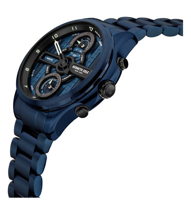 Kenneth Cole Men's Analog Blue Dial & Leather Strap Watch
