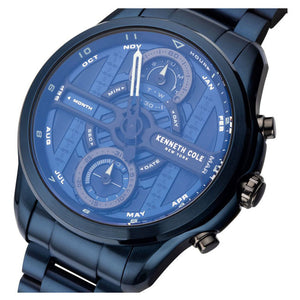 Kenneth Cole Men's Analog Blue Dial & Leather Strap Watch