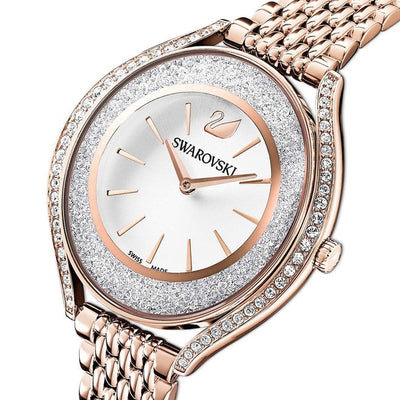 Swarovski Crystalline Aura Rose Gold Dial & Chain Watch for Women