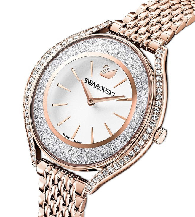 Swarovski Crystalline Aura Rose Gold Dial & Chain Watch for Women